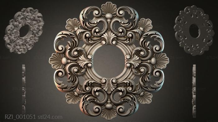 Carved medallion with volutes and shells 3d STL model