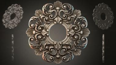 Round decor, rosettes Carved medallion with volutes and shells 3d model