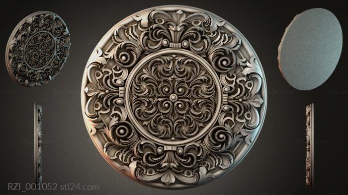 Round rosette with volutes and spiral ornament 3d STL model