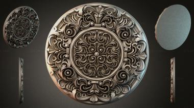 Round decor, rosettes Round rosette with volutes and spiral ornament 3d model