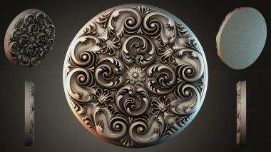 Round decor, rosettes Round panel with volutes and a floral center 3d model
