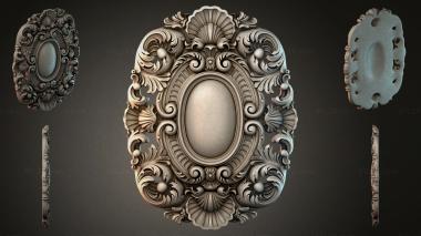 Round decor, rosettes Oval frame with volutes and shells 3d model