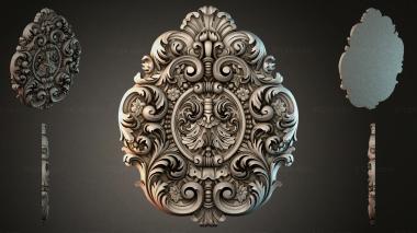 Round decor, rosettes Oval carved cartouche with acanthus and scrolls 3d model