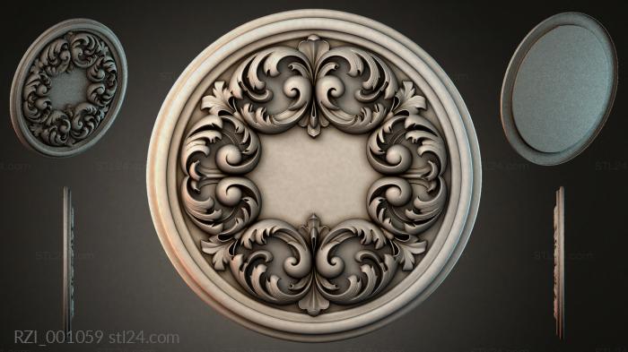Round rosette with acanthus scrolls 3d STL model