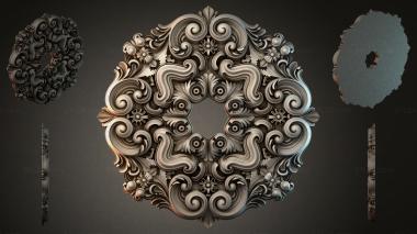 Round decor, rosettes Ceiling rosette with climbing volutes and floral elements 3d model