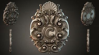 Round decor, rosettes Baroque rosette with S-shaped scrolls and a central spiral ornament 3d model