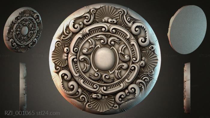 Round panel with an oval center and volumetric ornament in the Baroque style 3d STL model