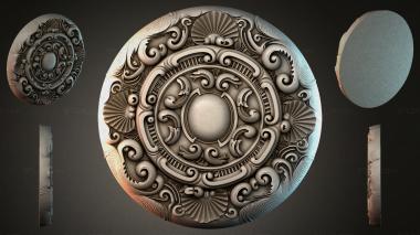 Round decor, rosettes Round panel with an oval center and volumetric ornament in the Baroque style 3d model
