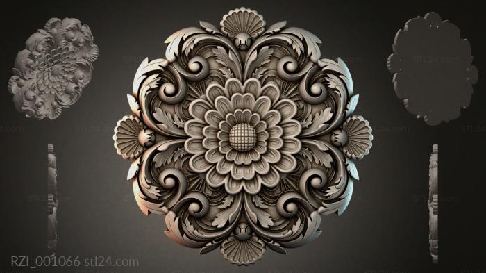 Floral ornament with volutes and shells 3d STL model