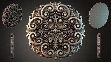 Round decor, rosettes Rosette with volutes and acanthus leaves 3d model