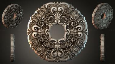 Round decor, rosettes Round rosette with acanthus leaf and volutes 3d model