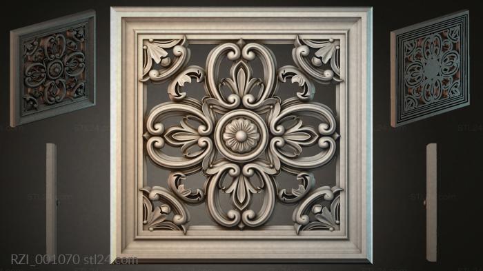 Panel with a central medallion and climbing acanthus 3d STL model