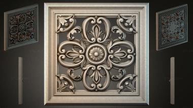Round decor, rosettes Panel with a central medallion and climbing acanthus 3d model