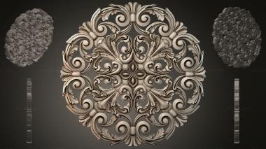 Round decor, rosettes Round vignette with volutes and floral motifs 3d model