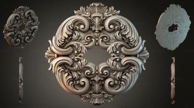 Round decor, rosettes Round rosette with acanthus scrolls and shell motifs 3d model