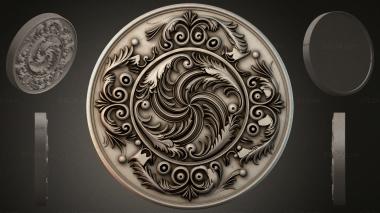 Round decor, rosettes Round rosette with twisted spirals and leaves 3d model