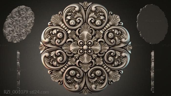 Ornament with curls and rosettes for CNC 3d STL model