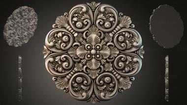 Round decor, rosettes Ornament with curls and rosettes for CNC 3d model