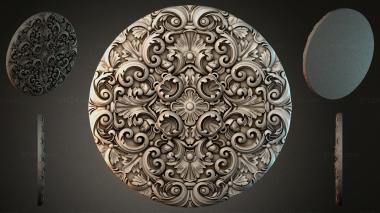 Round decor, rosettes Round ceiling rose with curling swirls and floral elements 3d model