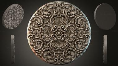 Round decor, rosettes Round panel with volutes and sinks 3d model