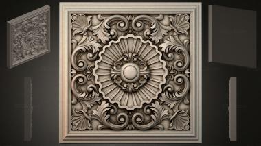 Round decor, rosettes Panel with central rosette and volutes 3d model