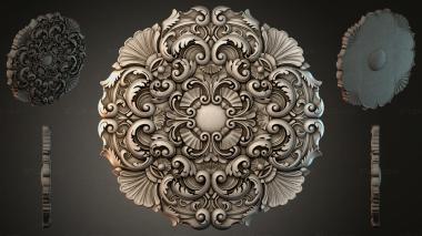 Round decor, rosettes Round rosette with grape scrolls and shells 3d model
