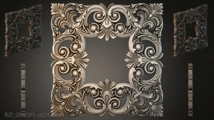 Square ornament with swirls for CNC 3d STL model