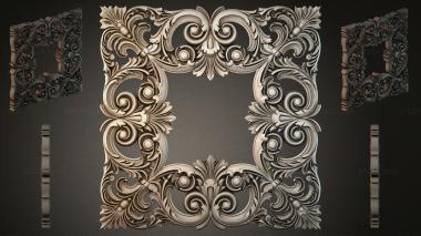 Round decor, rosettes Square ornament with swirls for CNC 3d model