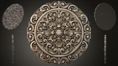 Round decor, rosettes Round medallion with spiral volutes and acanthus leaves 3d model