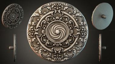 Round decor, rosettes Round rosette with scrolls and shells 3d model