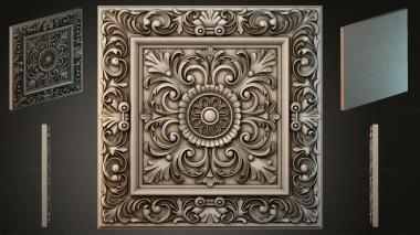 Round decor, rosettes Cassette ceiling element with rosette and acanthus scrolls 3d model