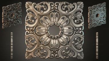 Round decor, rosettes Square panel with acanthus scrolls and a central rosette 3d model
