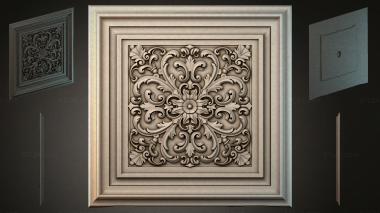 Round decor, rosettes Panel with acanthus ornament and a central flower 3d model