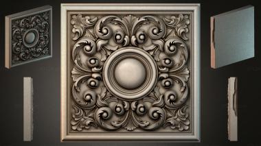 Round decor, rosettes Square panel with rosette and acanthus scrolls 3d model