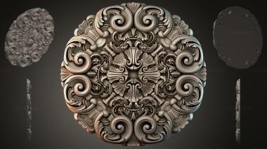 Round decor, rosettes Round vignette with scrolls and shells 3d model