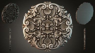 Round decor, rosettes Ceiling rosette with scrolls and shells 3d model