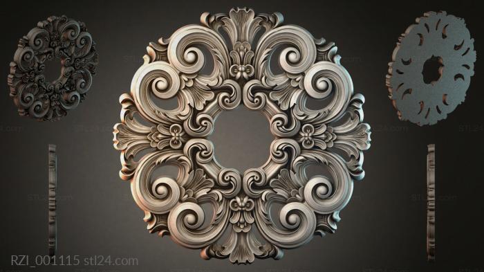 Square rosette with volutes and palmettes 3d STL model