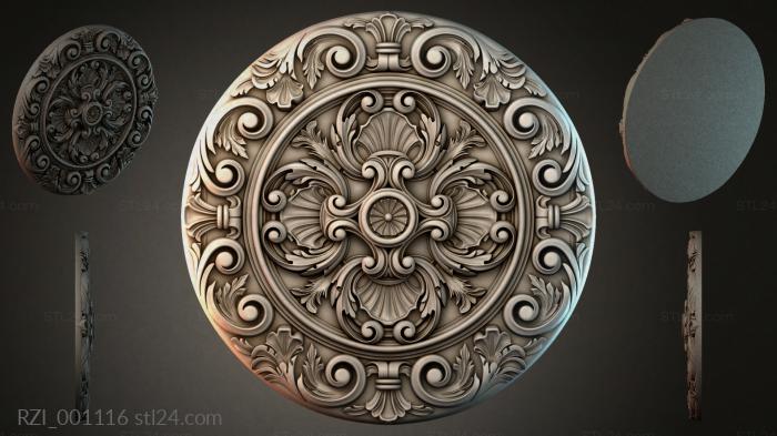Round rosette with volutes and shells 3d STL model