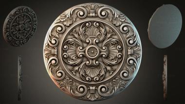Round decor, rosettes Round rosette with volutes and shells 3d model