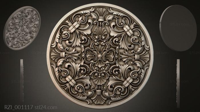 Round rosette with volutes and acanthus 3d STL model