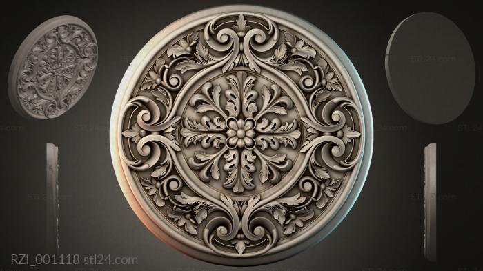 Round panel with openwork floral ornament 3d STL model