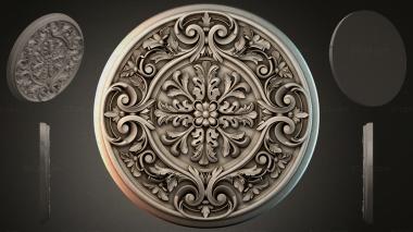 Round decor, rosettes Round panel with openwork floral ornament 3d model