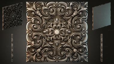 Round decor, rosettes Panel with volutes and a central flower 3d model