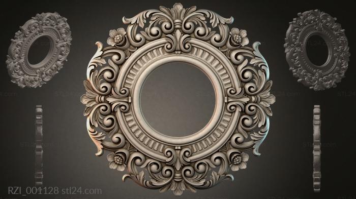 Round frame with grape swirls and floral medallions 3d STL model
