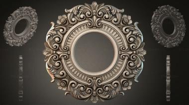 Round decor, rosettes Round frame with grape swirls and floral medallions 3d model
