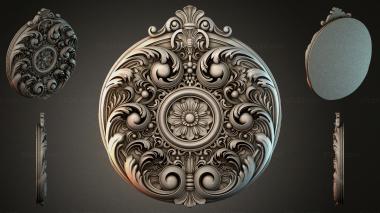 Round decor, rosettes Round rosette with swirls and floral ornament 3d model