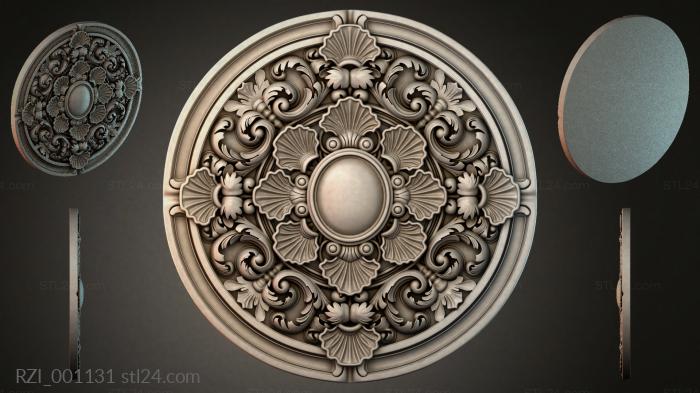 Ceiling rosette with leaves and swirls 3d STL model