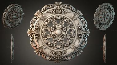 Round decor, rosettes Round rosette with volutes and a central sphere 3d model