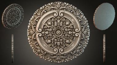 Round decor, rosettes Round ceiling rosette with grape clusters and spiral curls 3d model