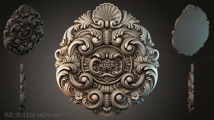 Round panel with volutes and a sink 3d STL model
